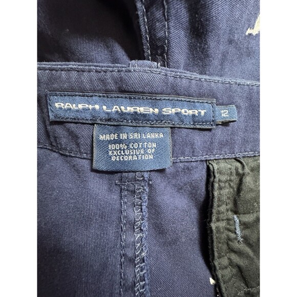 Polo Ralph Lauren  Shorts Chino Flat Front Pony Logo Navy Blue Size  12 - Picture 6 of 8